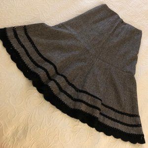 Like New TALBOTS Rayon Wool Silk Black White Midi Skirt Crochet Tier Detail 2 S